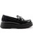 Siyah Kırışık Rugan Kadın Loafer Ayakkabı K01404083108 2