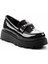 Siyah Kırışık Rugan Kadın Loafer Ayakkabı K01404083108 4