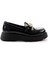 Siyah Kırışık Rugan Kadın Loafer Ayakkabı K01404083208 2