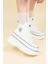 Guja Kalın Taban Fermuarlı Sneakers Beyaz 1