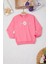 Pembe Tavşan Nakışlı Yazılı Kız Çocuk Sweatshirt 16943 1