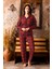Kışlık Düğmeli Ekose Desen Yılbaşı Temalı Kadın Süet Pijama Takımı 2