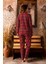 Kışlık Düğmeli Ekose Desen Yılbaşı Temalı Kadın Süet Pijama Takımı 3