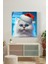 Noel Şapkalı Kedi Cam Tablo, Dekoratif Cam Tablo 1