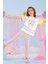3-10 Yaş Kız Çocuk Alkız Yarım Kollu Pijama Takım Pembe 1