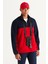 Erkek Lacivert-kırmızı Standart Fit Normal Kesim Günlük Rahat Çift Renkli Polar Spor Sweatshirt 1