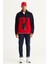 Erkek Lacivert-kırmızı Standart Fit Normal Kesim Günlük Rahat Çift Renkli Polar Spor Sweatshirt 2