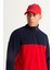 Erkek Lacivert-kırmızı Standart Fit Normal Kesim Günlük Rahat Çift Renkli Polar Spor Sweatshirt 5