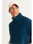Erkek Petrol Tas Standart Fit Dik Bato Yaka Kanguru Cepli Çift Renkli Sherpa Polar Sweatshirt 3