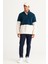 Erkek Petrol Tas Standart Fit Dik Bato Yaka Kanguru Cepli Çift Renkli Sherpa Polar Sweatshirt 4
