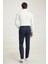 Slim Fit Lacivert Çizgi Baskılı Sweatshırt 4