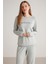 Kadın Uzun Kol Yeşil Pijama Takımı C2T4N2O8 2