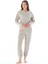 Kadın Uzun Kol Akrilik Petekli Bej Pijama Takımı C4T9N0O1 1
