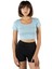 Kadın Açık Mavi Havuz Yaka Fitted/vücuda Oturan Kısa Kol Crop Tişört 23K-TRP-CRP04 2