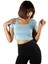 Kadın Açık Mavi Havuz Yaka Fitted/vücuda Oturan Kısa Kol Crop Tişört 23K-TRP-CRP04 1
