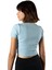 Kadın Açık Mavi Havuz Yaka Fitted/vücuda Oturan Kısa Kol Crop Tişört 23K-TRP-CRP04 4