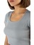 Kadın Açık Gri Havuz Yaka Fitted/vücuda Oturan Kısa Kol Crop Tişört 23K-TRP-CRP04 3