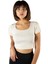Kadın Krem Havuz Yaka Fitted/vücuda Oturan Kısa Kol Crop Tişört 23K-TRP-CRP04 1