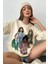 Kadın Oversize Baskılı Ribanalı Örme Sweatshirt 3