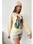 Kadın Oversize Baskılı Ribanalı Örme Sweatshirt 4