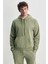 Jude Yeşil Kapüşonlu Nakışlı Standard Fit Erkek Sweatshirt 1