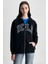 Joyce Siyah Kapüşonlu ve Fermuarlı Aplikeli Standard Fit Kadın Sweatshirt 1