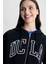 Joyce Siyah Kapüşonlu ve Fermuarlı Aplikeli Standard Fit Kadın Sweatshirt 2