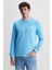 Valley Mavi Bisiklet Yaka Baskılı Standard Fit Erkek Sweatshirt 2