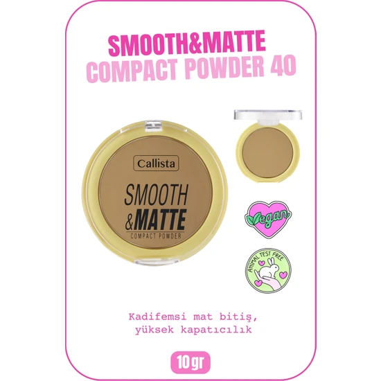 Callista Beauty Callista Smooth Matte Compact Powder Mat Görünümlü Pudra 40 Apricot