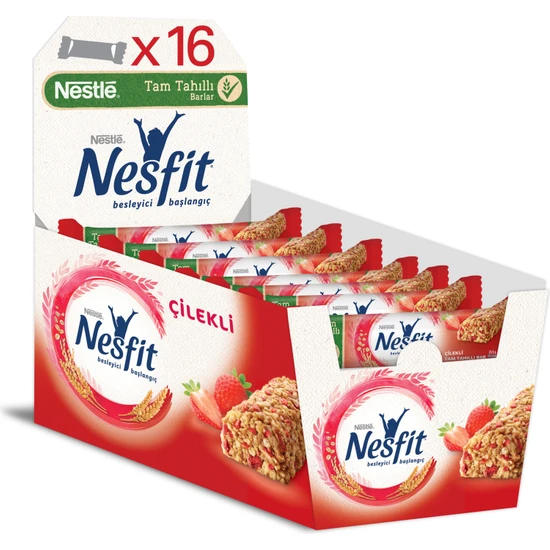 Nestlé Nesfit Çilekli Tam Tahıllı Bar 16'lı 16x23,5 gr