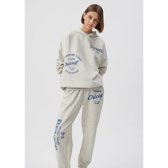 Mavi Kadın Kapüşonlu Baskılı Bej Sweatshirt 1S10008-70020