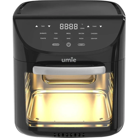 Umie FR12 12L Siyah 1800W LED Dijital Göstergeli Combo Oven Airfryer/fritöz