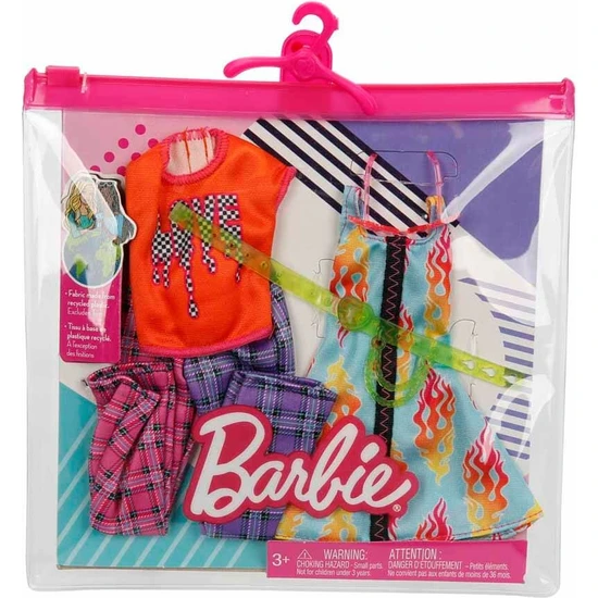 Barbie Barbie'nin Kıyafetleri 2'li Paket FYW82 - Alev Desenli Elbise
