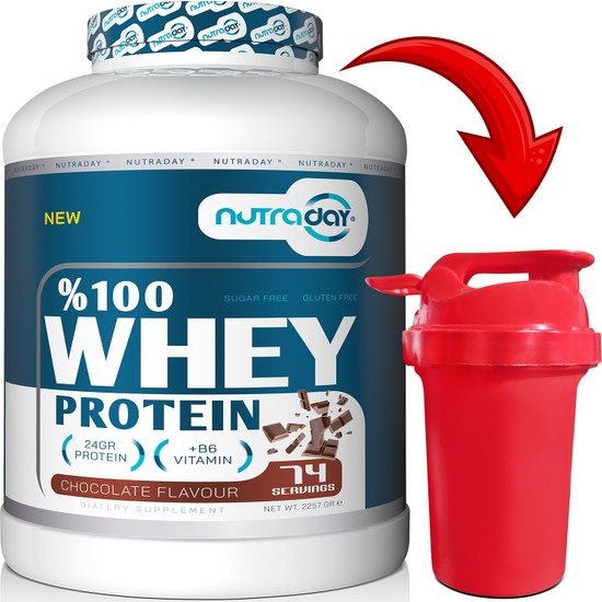 Nutraday Whey Protein 2257 gr Çikolata Aromalı Protein Tozu 24 Gram Protein 74 Servis