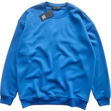 Outlet Çarşım Erkek Sweatshirt Sıfır Yaka Mavi S