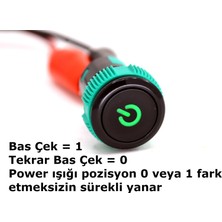 Adam 19MM 12V 20A Power Logolu Yeşil Işıklı 1-0 Elektrik Anahtarı