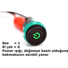 Adam 19MM 12V 20A Power Logolu Yeşil Işıklı Buton Elektrik Anahtarı