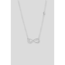 So CHIC Sonsuzluk Figürlü 18 Ayar Beyaz Altın Kaplama 45 Cm Gümüş Kolye