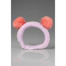 Toyaş Lila Turuncu Ponponlu Peluş Bandana Makyaj Spa Saç Bandı