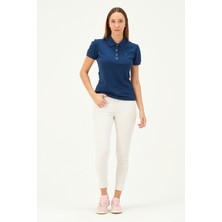 Msw Kadın Regular Fit Marin Polo Yaka T-Shirt Pamuklu Yapı ile Rahat ve Modern Stil