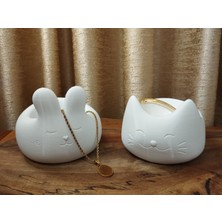 Dorden 3D Kedi Tasarımlı Dekoratif Kase Beyaz