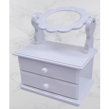 Bengi Ticaret Hobi Adn Dekoratif Aynalı Makyaj Kutu Ahşap Mdf Beyaz Lake