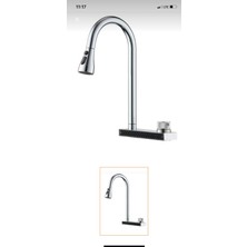 İsaoğlu Yapı Mutfak Bataryası Meyve Sebze Yıkama Özellikli Evye Musluğu Spiralli Uzayan Sistem Krom Renk