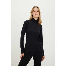 ROMAN Balıkçı Yaka Örme Bluz Siyah K2423006_001