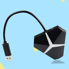 Hermoso Usb3.0 Hub 4 Bağlantı Noktalı Ayırıcı 3.0 Hub Renkli Işık USB Ayırıcı (Siyah) (Yurt Dışından)