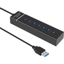 Hermoso USB Hub, 7 Bağlantı Noktalı USB 3.0 Hub LED Taşınabilir Yüksek Hızlı (Yurt Dışından)