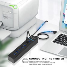 Hermoso USB Hub, 7 Bağlantı Noktalı USB 3.0 Hub LED Taşınabilir Yüksek Hızlı (Yurt Dışından)