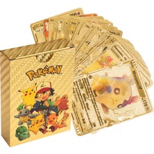 Mj Toys Pokemon Vmax Gold Card 55 Adet Altın Varaklı Kabartmalı Esnek Koleksiyon Pokemon Gold Kartı 55