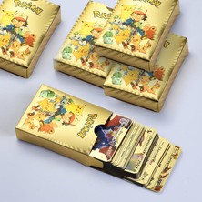 Mj Toys Pokemon Vmax Gold Card 55 Adet Altın Varaklı Kabartmalı Esnek Koleksiyon Pokemon Gold Kartı 55