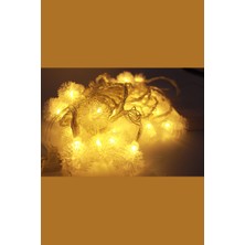 Hazar Led Led Işıklı Ponpon Kar Tanesi Gün Işığı Eklenebilir Fonksiyonlu Dekoratif Aydınlatma Yılbaşı Süsü 5M